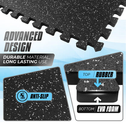 Rubber Gym Flooring Tiles by Yes4All, 0.56" Thick