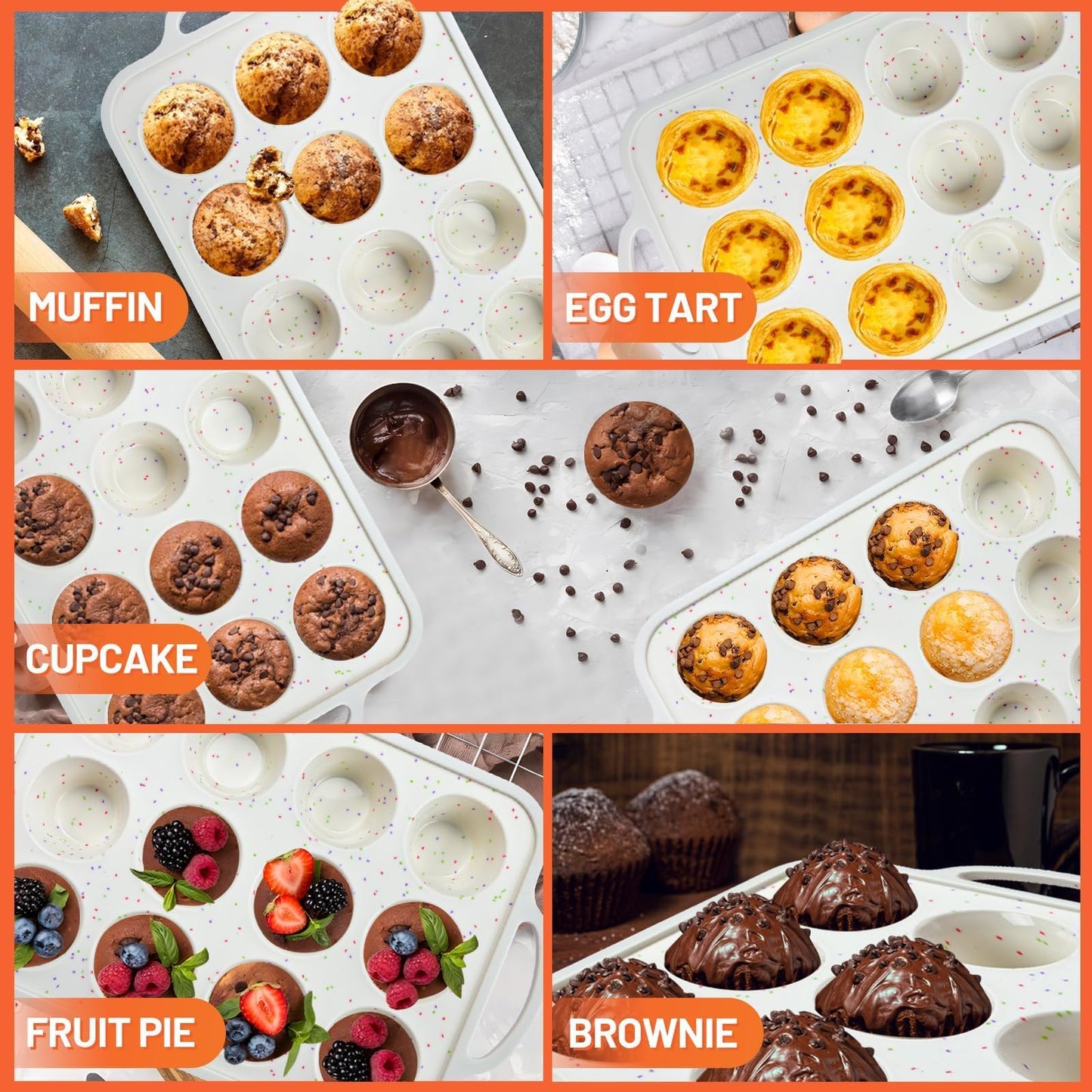 12-Cup Silicone Muffin Pan Set - Non-Stick
