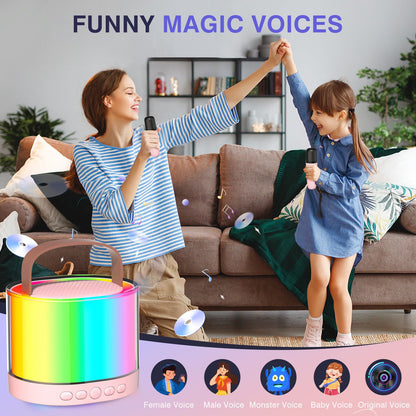 Mini Karaoke Machine with 2 Wireless Microphones