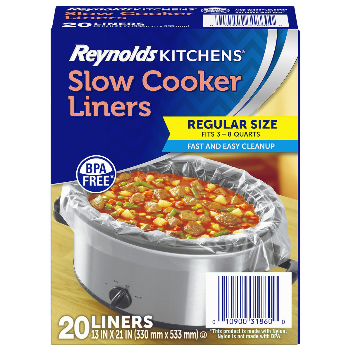 20 Count Reynolds Slow Cooker Liners 3–8 Quart