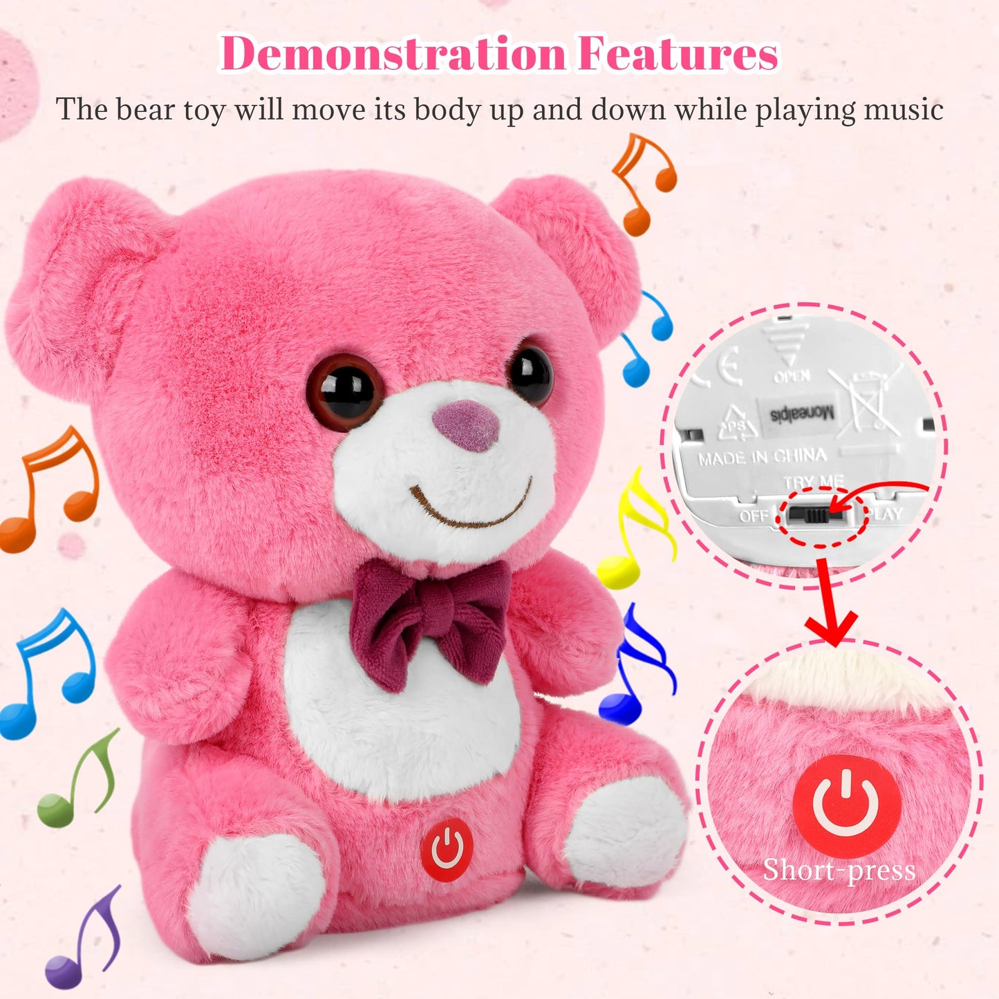 Monealpis Plush Music Bear with Soothing Songs