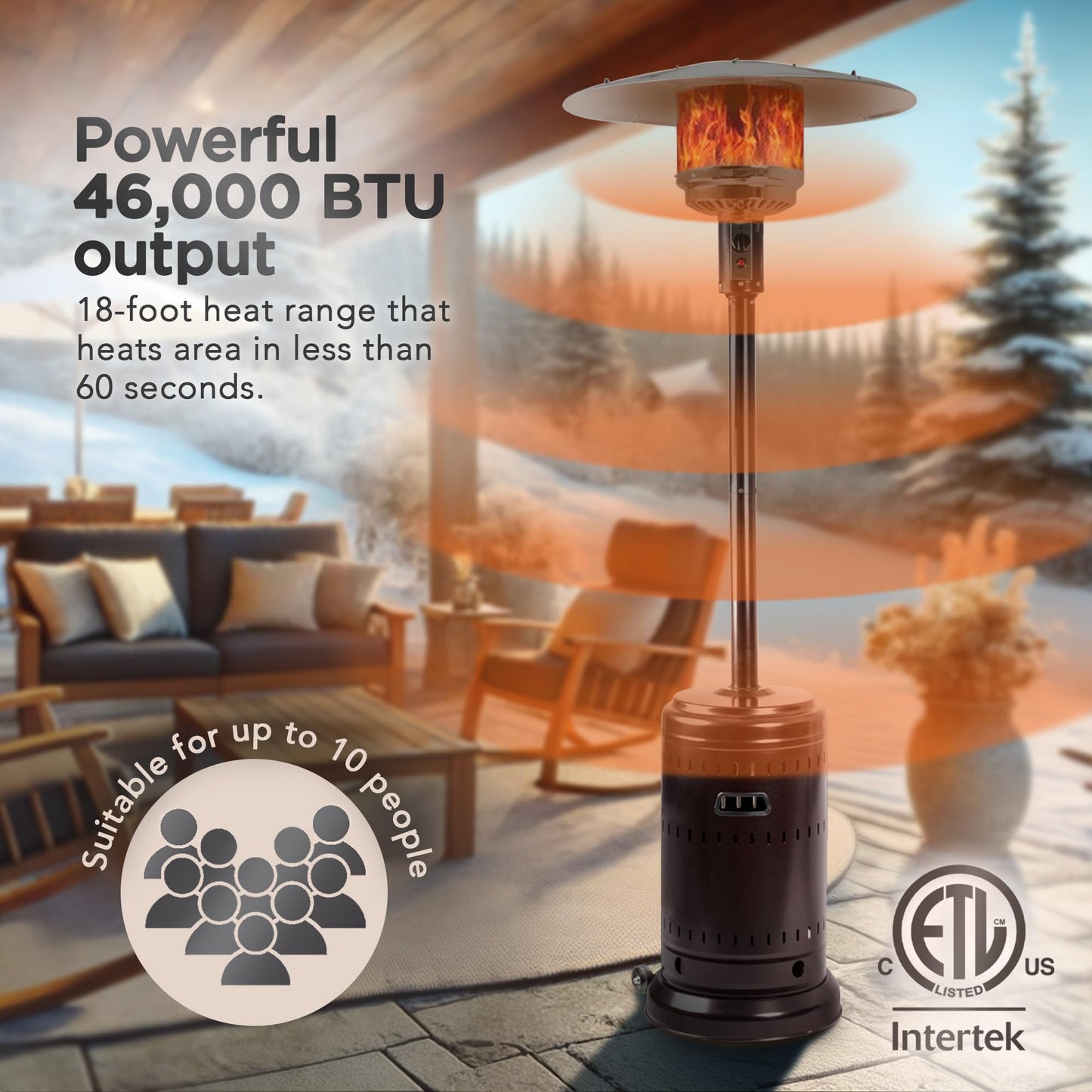Amazon Basics Outdoor Propane Patio Heater with Wheels