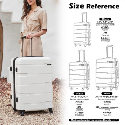 Coolife 28" Expandable Spinner Luggage with TSA Lock