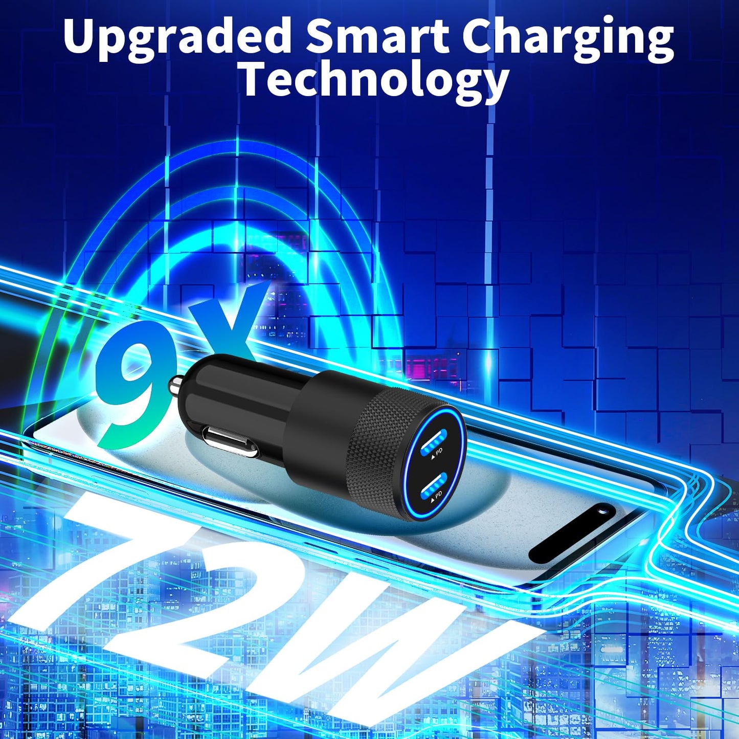 [Apple MFi Certified] iPhone 16 Car Charger Fast Charging, Braveridge 72W Dual PD Car Power Cigarette Lighter USB-C Car Charger + 2Pack Type-C Braided Cable for iPhone 16 Pro/16 Pro Max/15/15 Pro/iPad