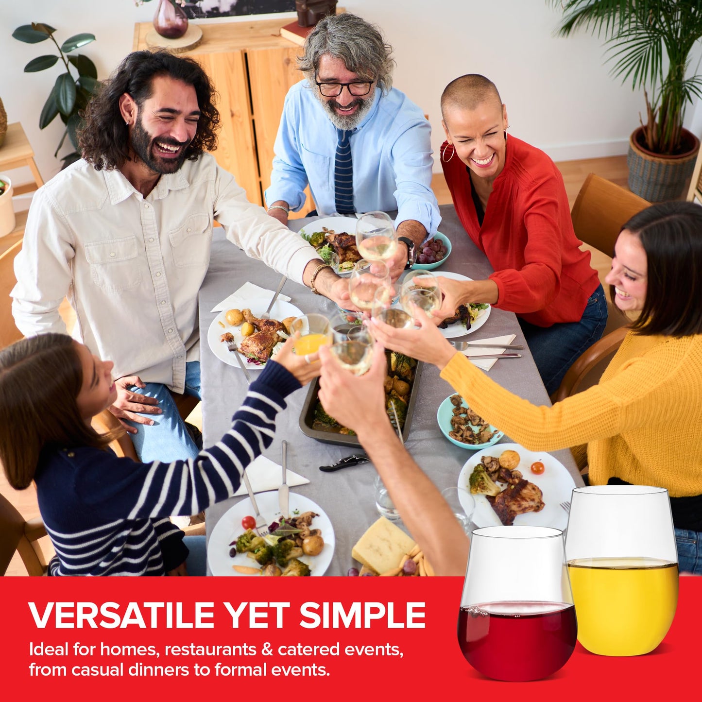 12 Count Unbreakable Stemless Wine Glasses Set