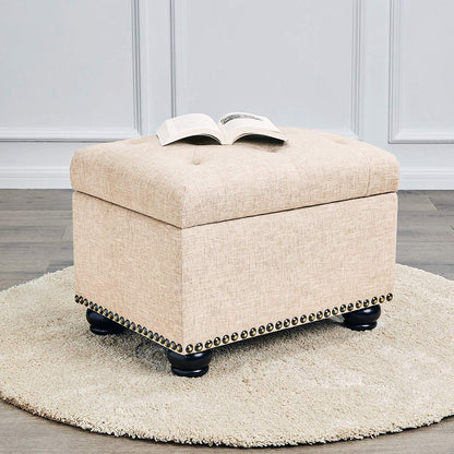 Modern Linen Upholstered Storage Ottoman by FIRST HILL