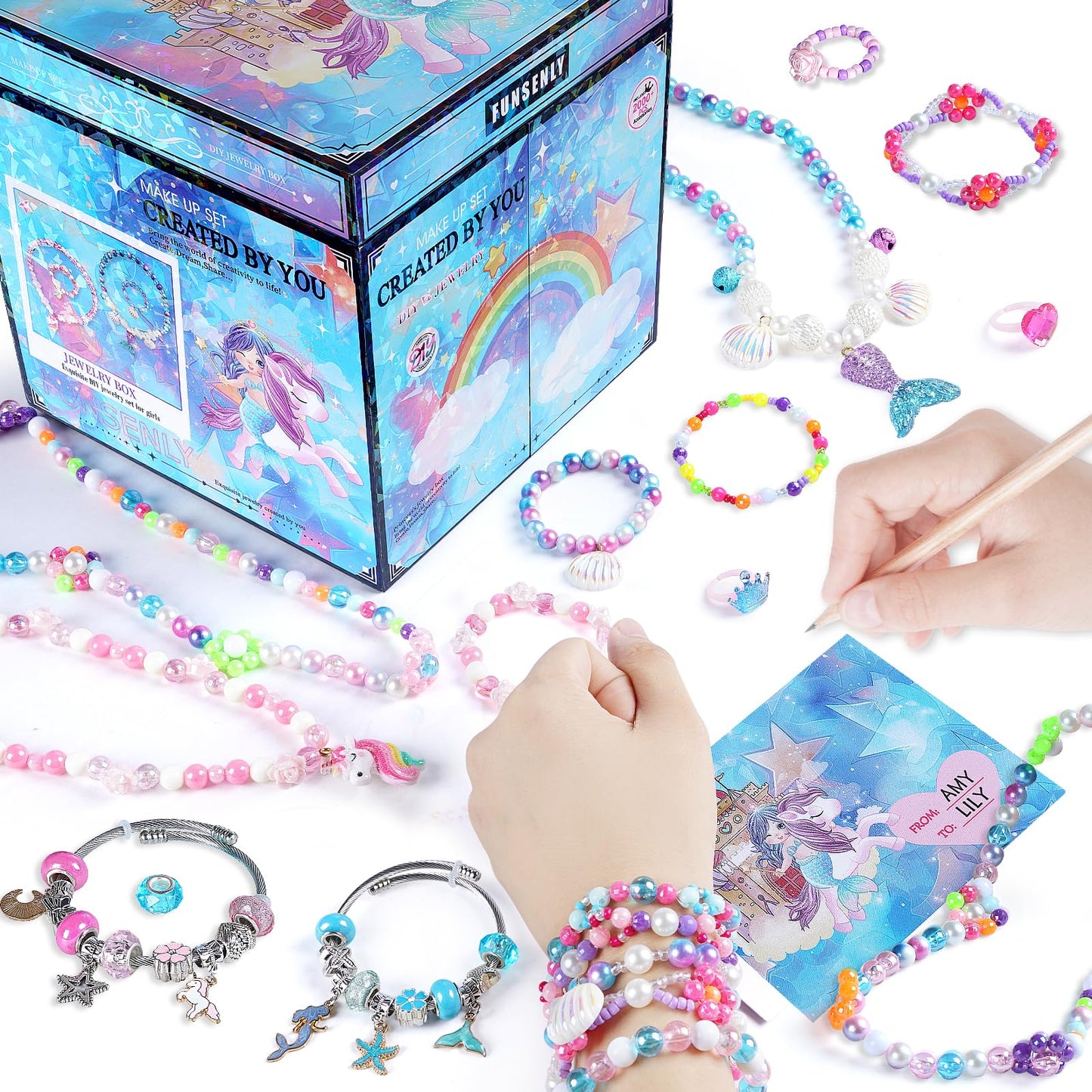 FUNSENLY 2000pcs Charm Beads Jewelry Making Kit
