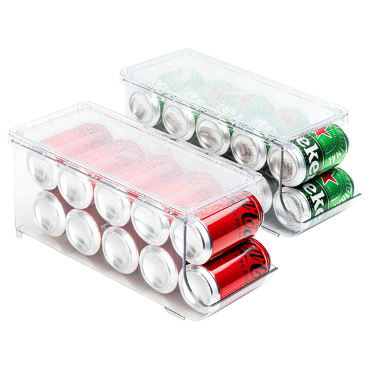 MAPLE TREE 2-Set 9-Soda Can Holder Organizer Stackable Storage for Fridge and Pantry, Beverage Caddy, and Lid Holder - Space-Saving Design for Refrigerator, Cabinet, and Kitchen Organization