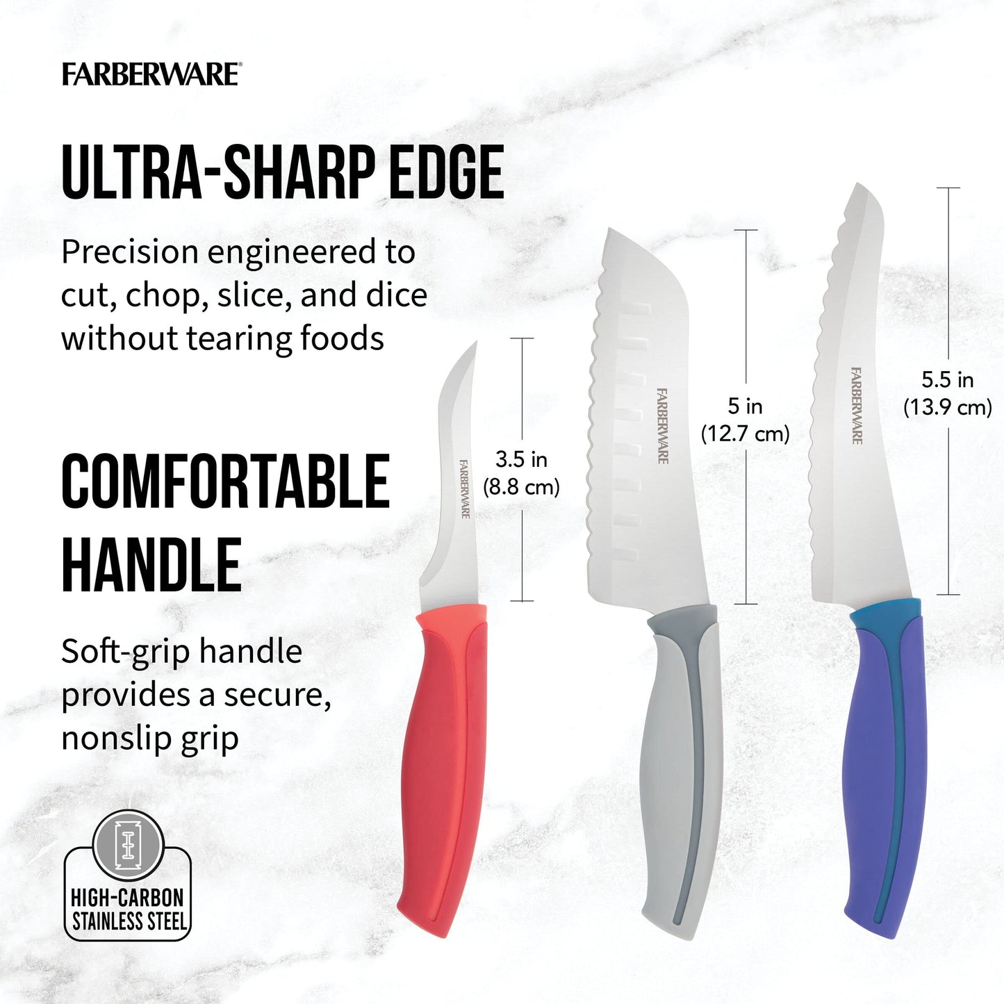 Farberware 3-Piece Utility Knife Set, Multicolor
