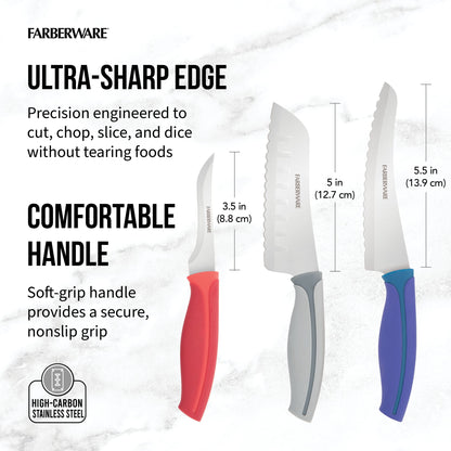 Farberware 3-Piece Utility Knife Set, Multicolor