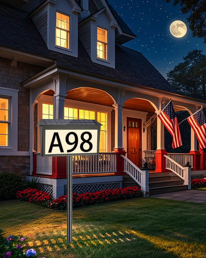 Solar LED House Number Sign for Outdoor Use
