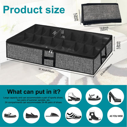 2 Pack Under Bed Shoe Storage Organizer
