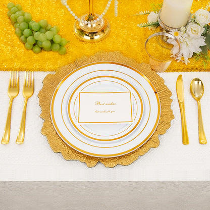WELLIFE 600 PCS Gold Disposable Dinnerware Set