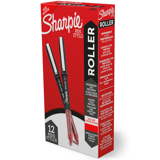SHARPIE Red Rollerball Pens, 12 Count