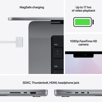 Apple 2021 MacBook Pro (14-inch, M1 Pro chip with 10‑core CPU and 16‑core GPU, 16GB RAM, 1TB SSD) - Space Gray