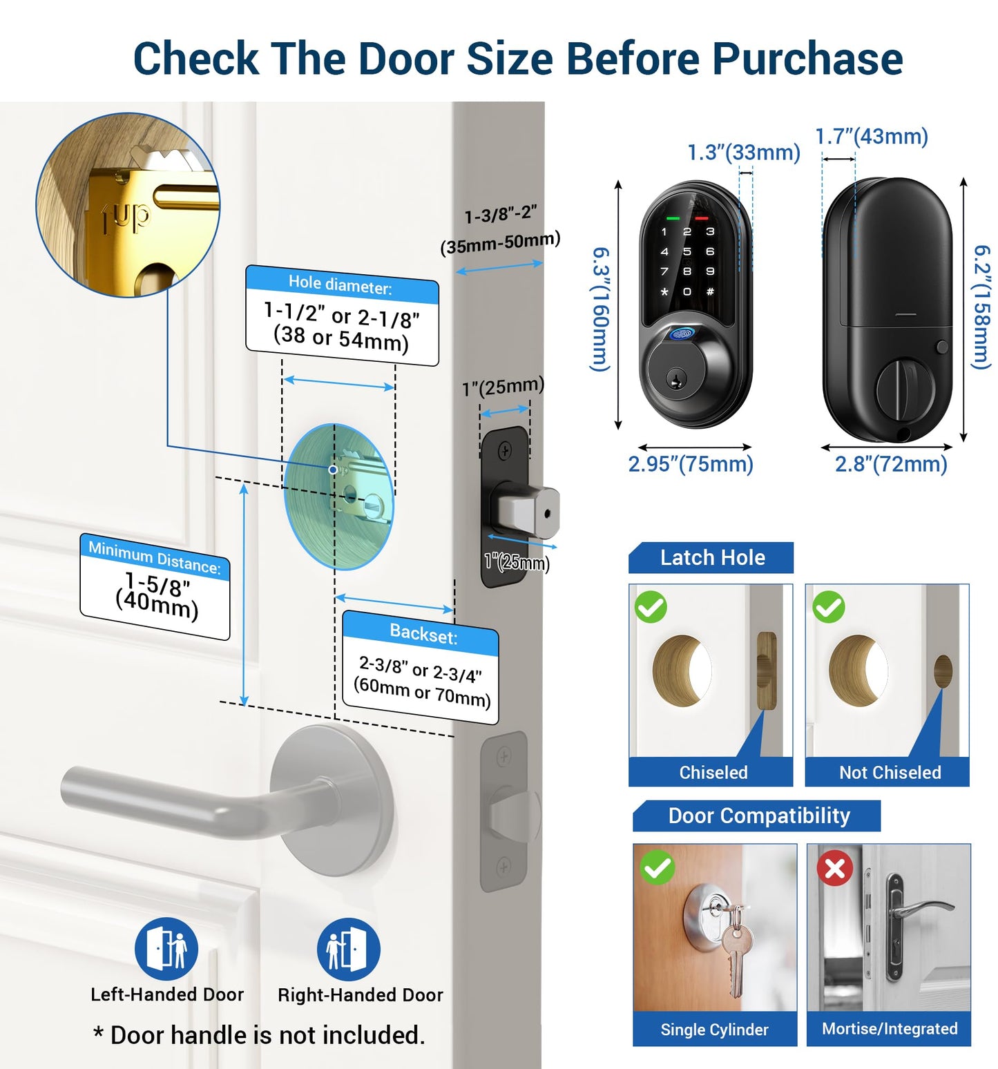 Veise Fingerprint Smart Lock with Keyless Entry