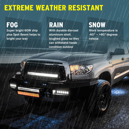 YCHOW-TECH 6 inch LED Light Bar White 120W 6500K Super Bright Spot Work Light Pods Single Row Off Road Driving Light Fog Light Boat Light Waterproof SUV ATV 4WD Car Truck Golf Cart 12V 24V IP68 (2pcs)