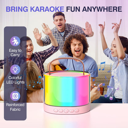 Mini Karaoke Machine with 2 Wireless Microphones