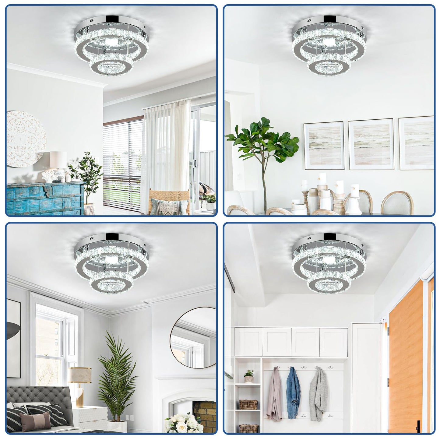 Modern Crystal LED Chandelier Flush Mount Light