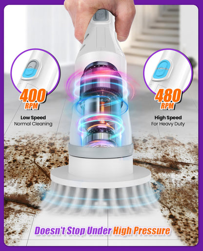 Cordless Electric Spin Scrubber with 6 Brush Heads