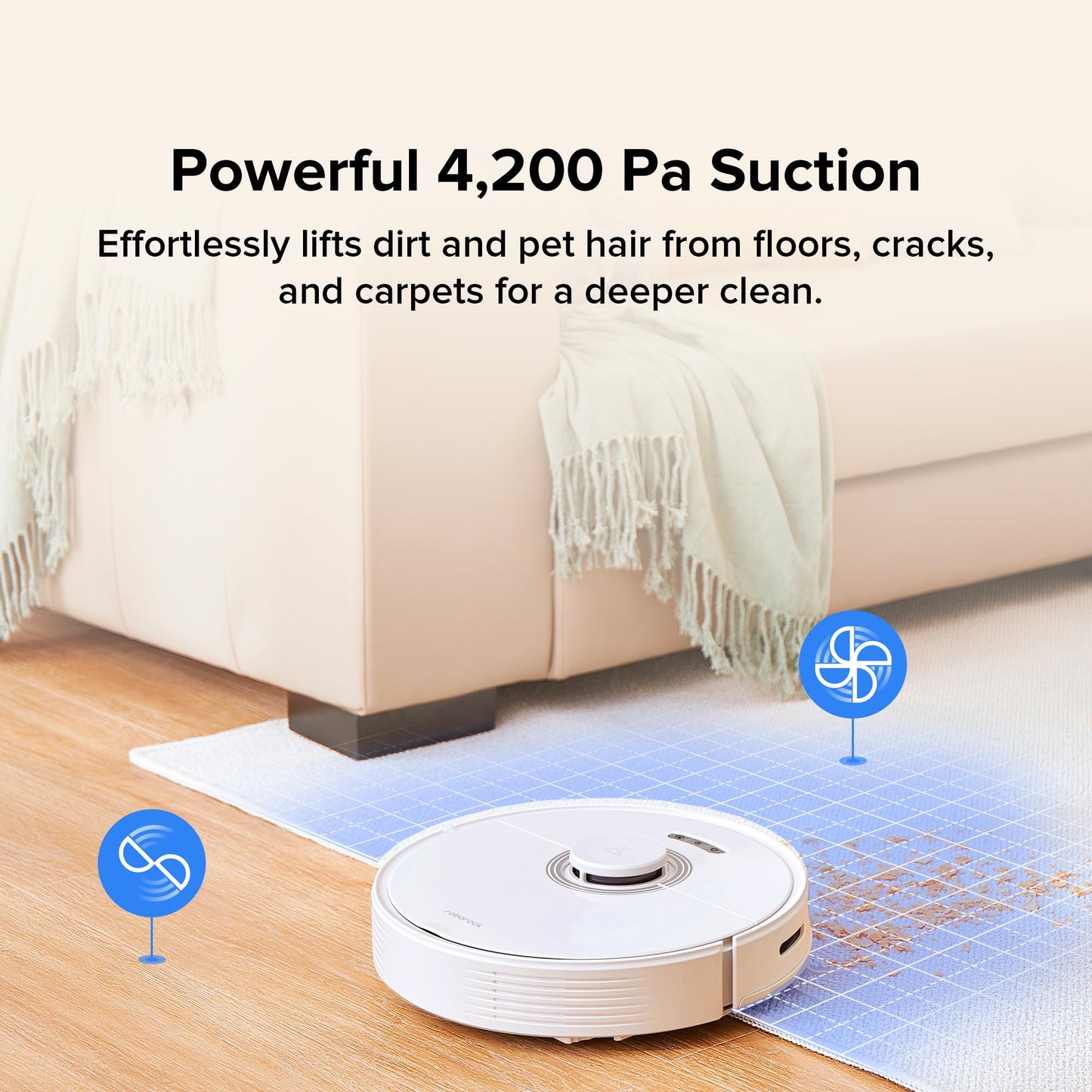 roborock Q7 Max+ Robot Vacuum Cleaner, Hands-Free Cleaning for up to 7 Weeks, Robotic Vacuum with APP-Controlled Mopping, 4200Pa Suction, No-Mop&No-Go Zones, 180mins Runtime