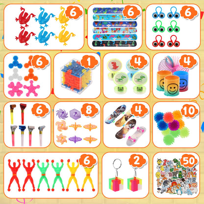 190 PCS Party Favors for Kids, Treasure Chest Toys, Small Toys Bulk, Birthday Party Gift Toys, Classroom Treasure Chest, Fidgets Stuffers, Mini Toys for Kids, Carnival Prizes, Prizes for Classroom