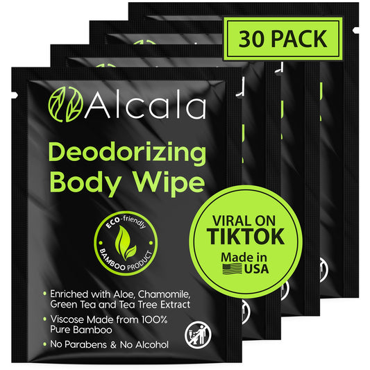 30 Pack Biodegradable Body Wipes with Aloe