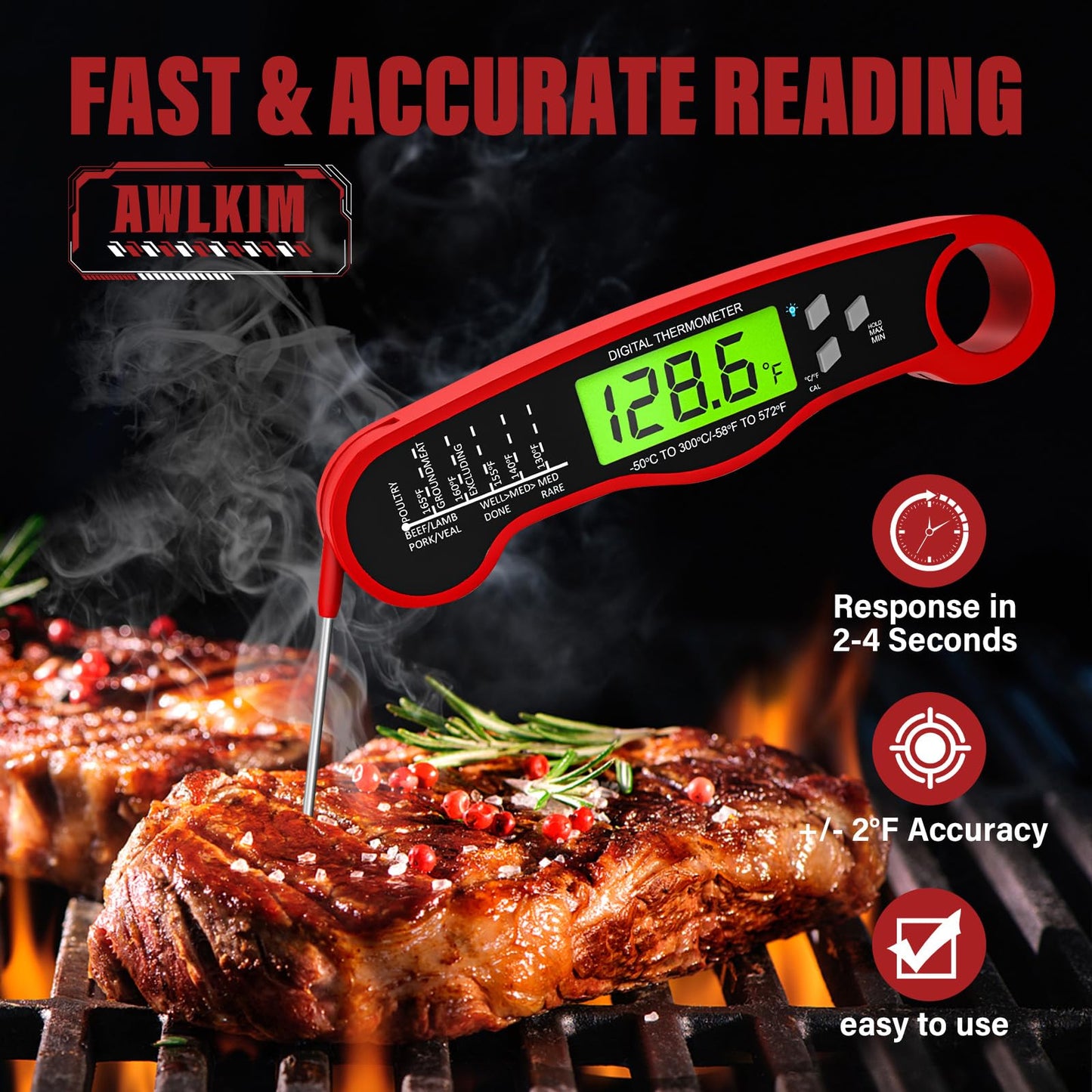 Instant Read Meat Thermometer for Cooking