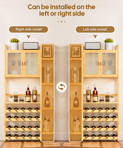 Wine Rack Cabinet with Glass Holder & Shelves