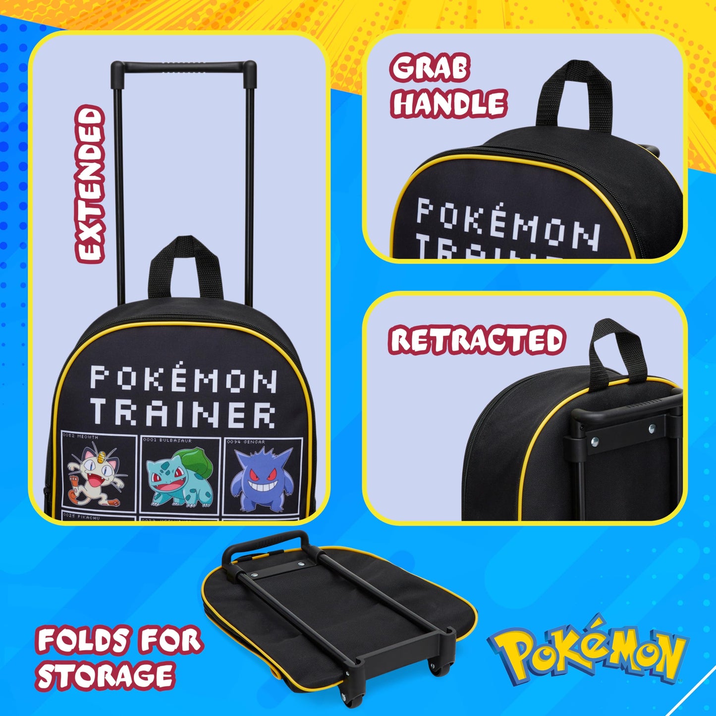 Pokemon Foldable Kids Trolley Suitcase 15"