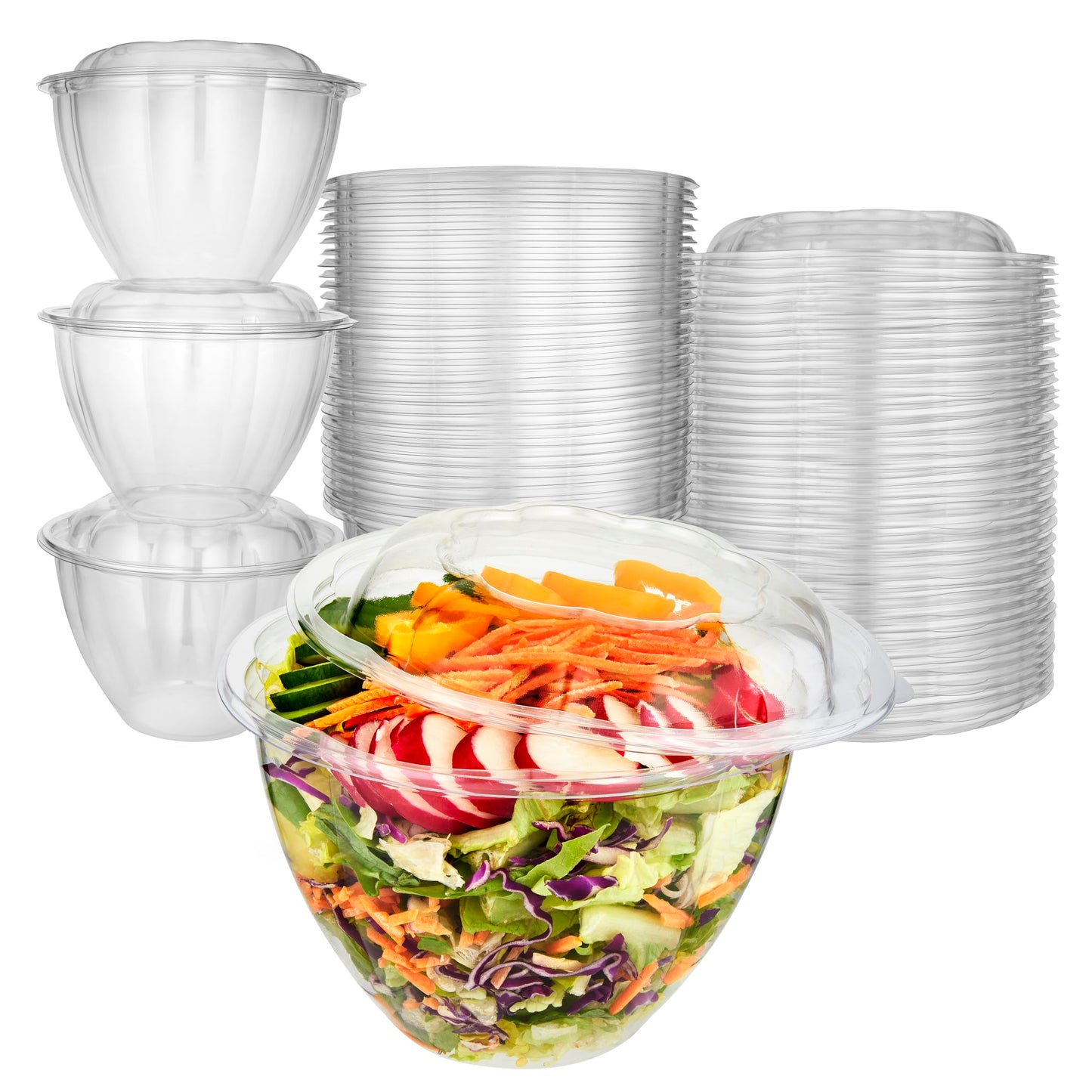 Plastic Salad Bowls with Lids, 50 Count