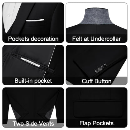 MAGE MALE Men's Slim Fit 3-Piece Suit Set