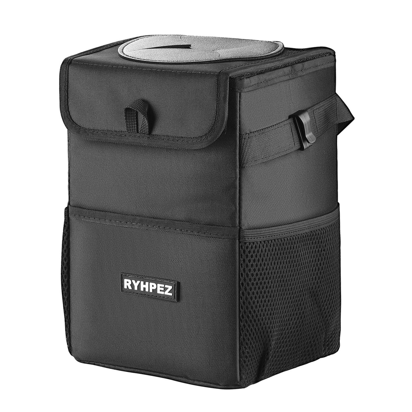 Ryhpez Car Trash Can with Lid - Car Trash Bag Hanging with Storage Pockets Collapsible and Portable Car Garbage Bin