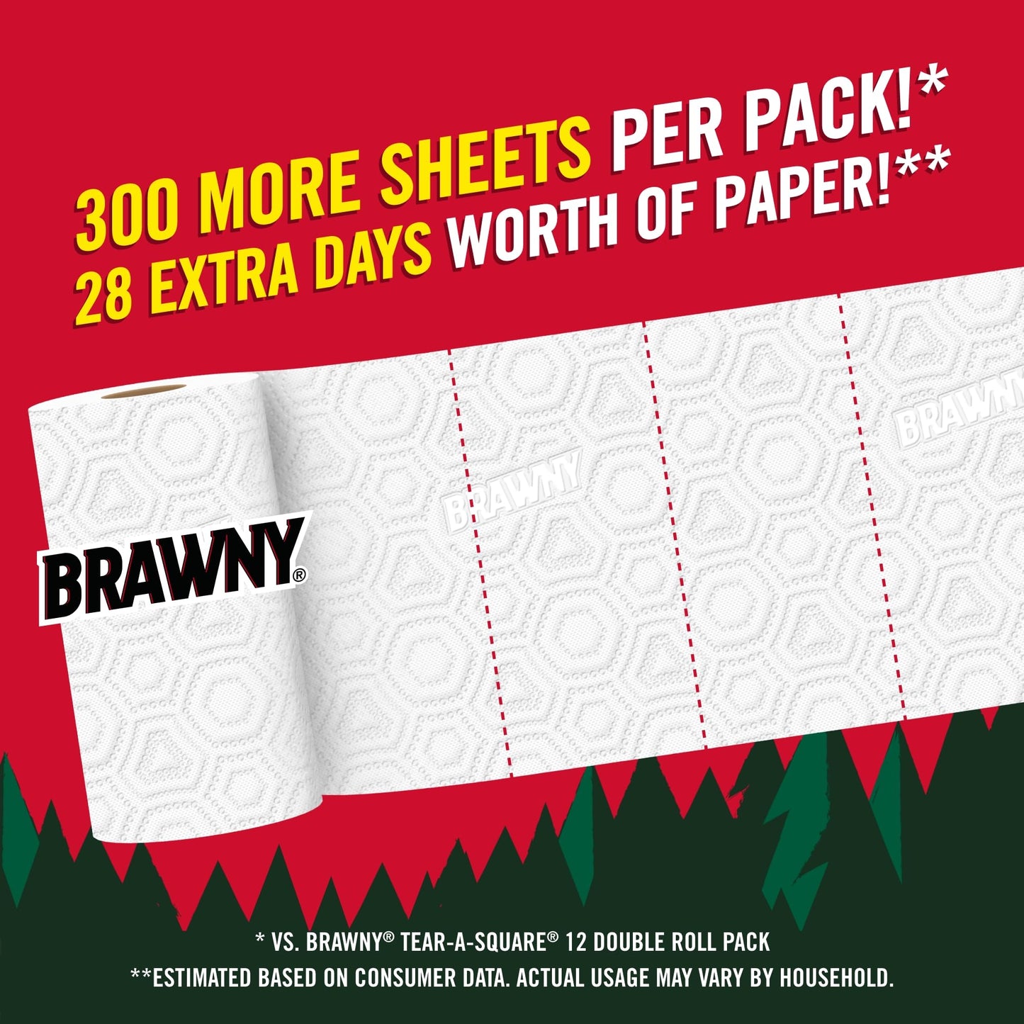 Brawny Tear-A-Square Paper Towels, 12 Family Rolls