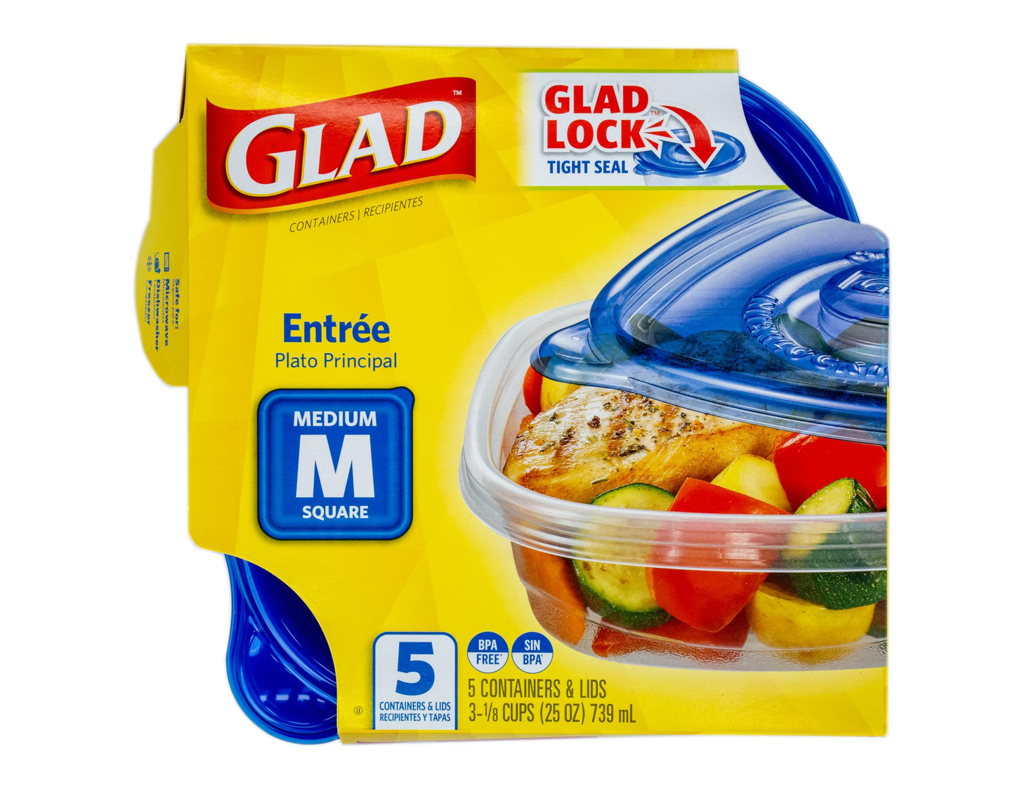 Glad 5-Pack Food Storage Containers, 25 Ounces