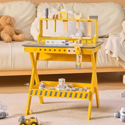 Kids Wooden Tool Bench with Realistic Tools Set