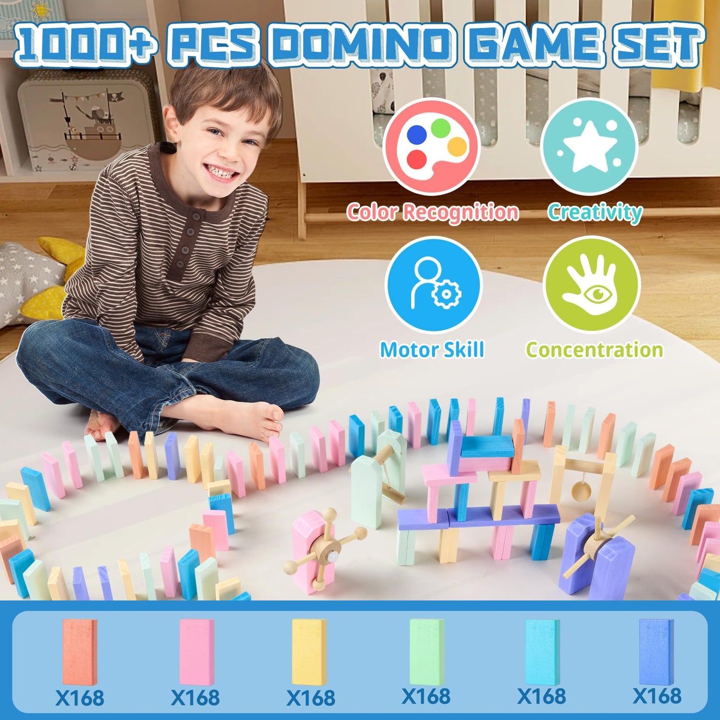 Wooden Dominoes Set with Storage Bag for Kids