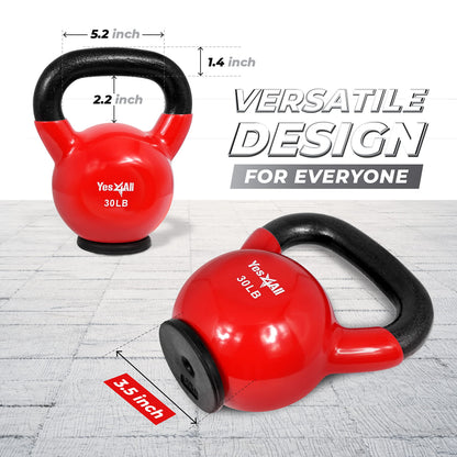 Yes4All 30LB Vinyl Kettlebell for Strength Training