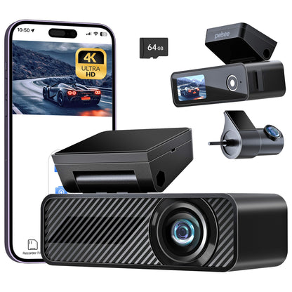 Pelsee 4K Dual Dash Cam with Night Vision And app
