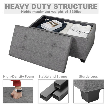 Metal Storage Ottoman Bench with Flipping Lid