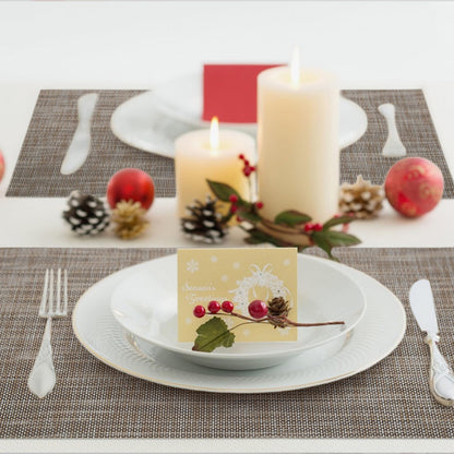 Placemats Set of 6, Vinyl Woven Placemats for Kitchen Table Indoor/Outdoor, Dining Table Mats - 18x12 Inch
