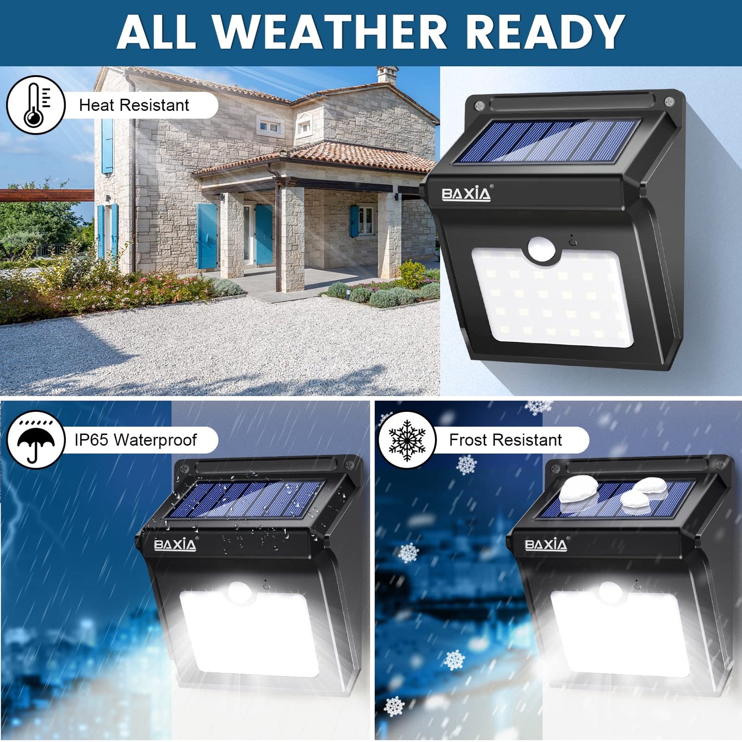 4 Pack BAXIA TECHNOLOGY Solar Motion Sensor Lights