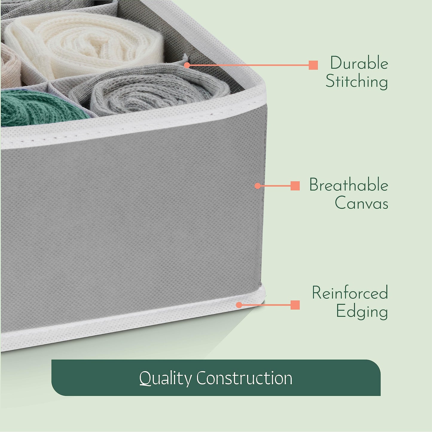 Dresser Organizer, [8 Pk] Grey Fabric Dresser Drawer Organizers (4 Sizes With 90 Slots) Foldable Underwear Drawer Organizer Breathable Bins for Bra, Lingerie, Socks, Scarves, Belt, Tie, Baby Clothes