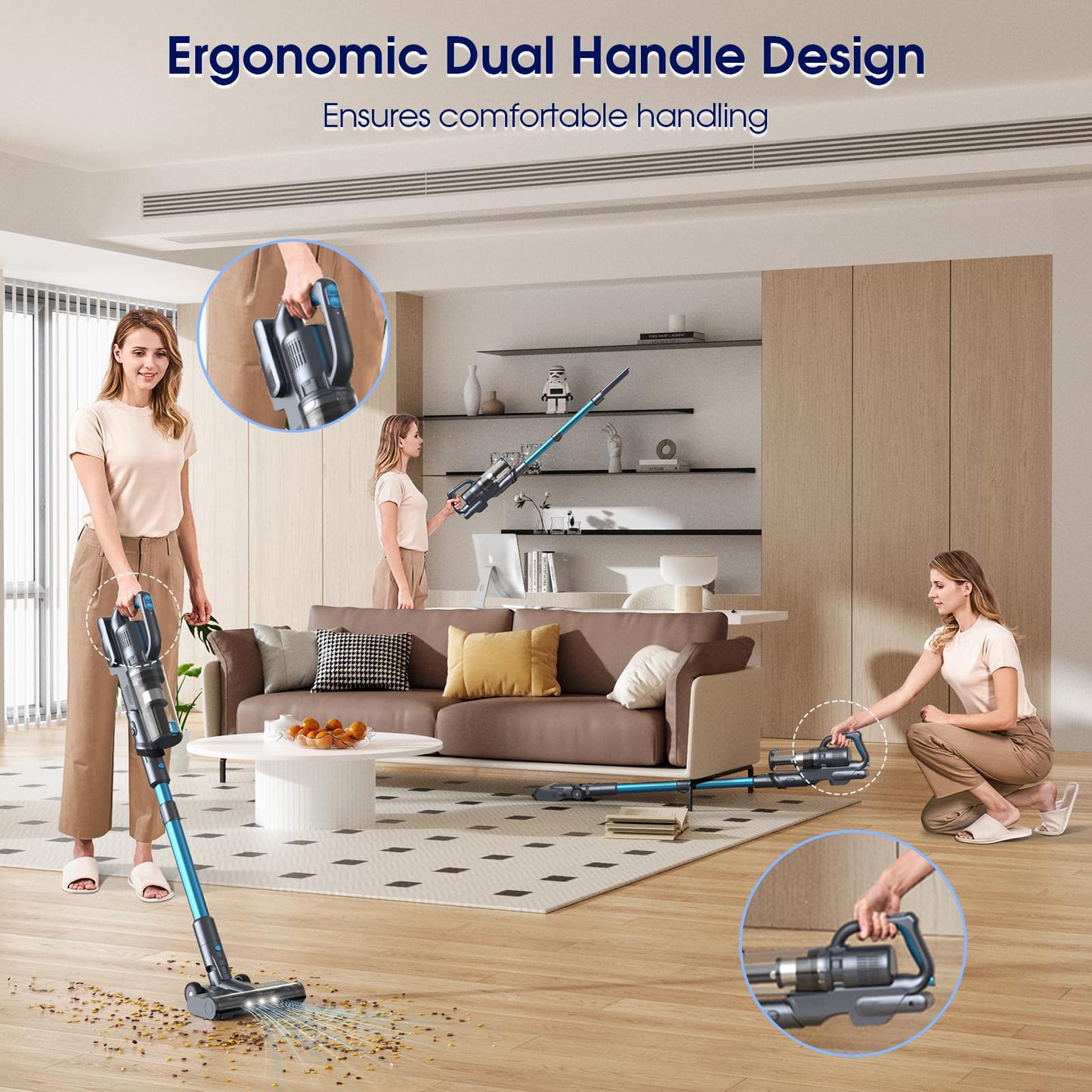 MIUZZY Cordless Vacuum Cleaner with Powerful Suction