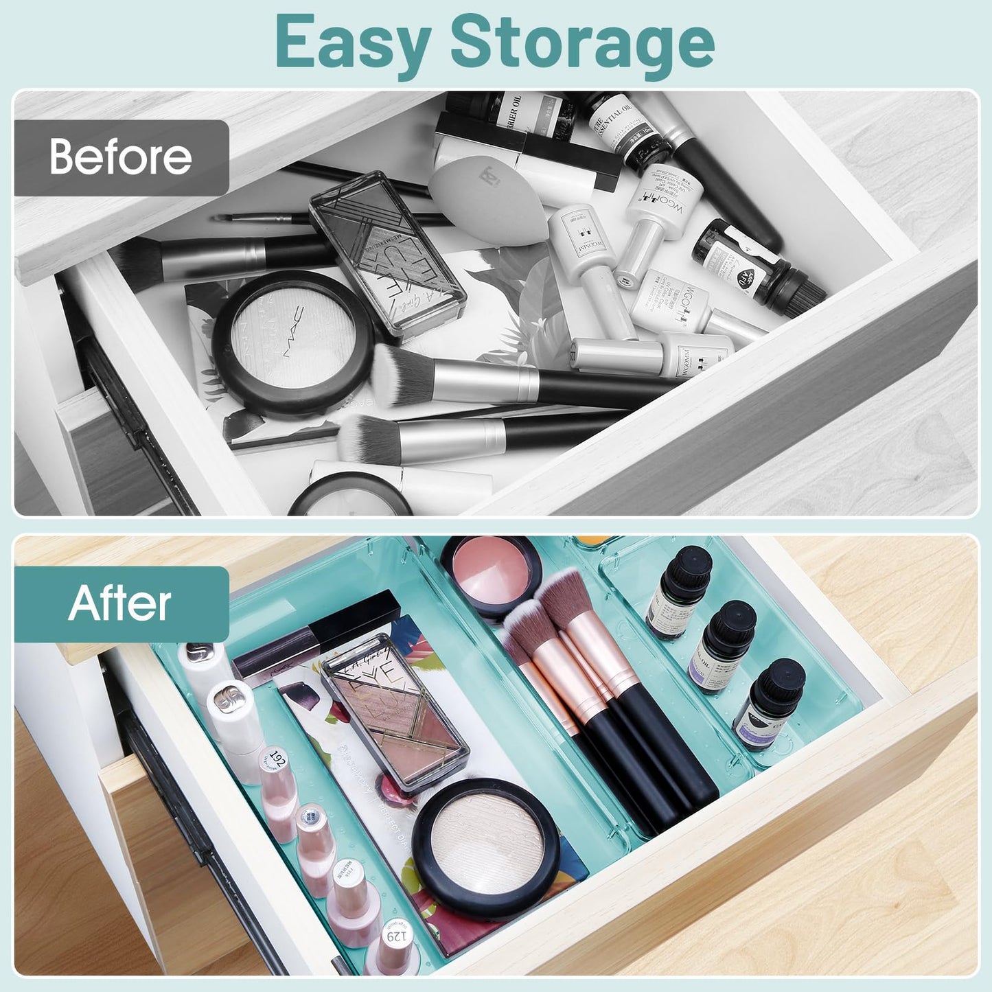 WOWBOX 21-Piece Clear Drawer Organizer Set