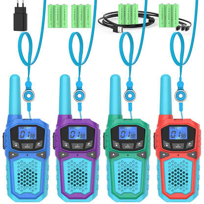 Kids Walkie Talkies,Rechargeable Walky Talky for Adults Children (4Packs, Blue Green Red Purple)