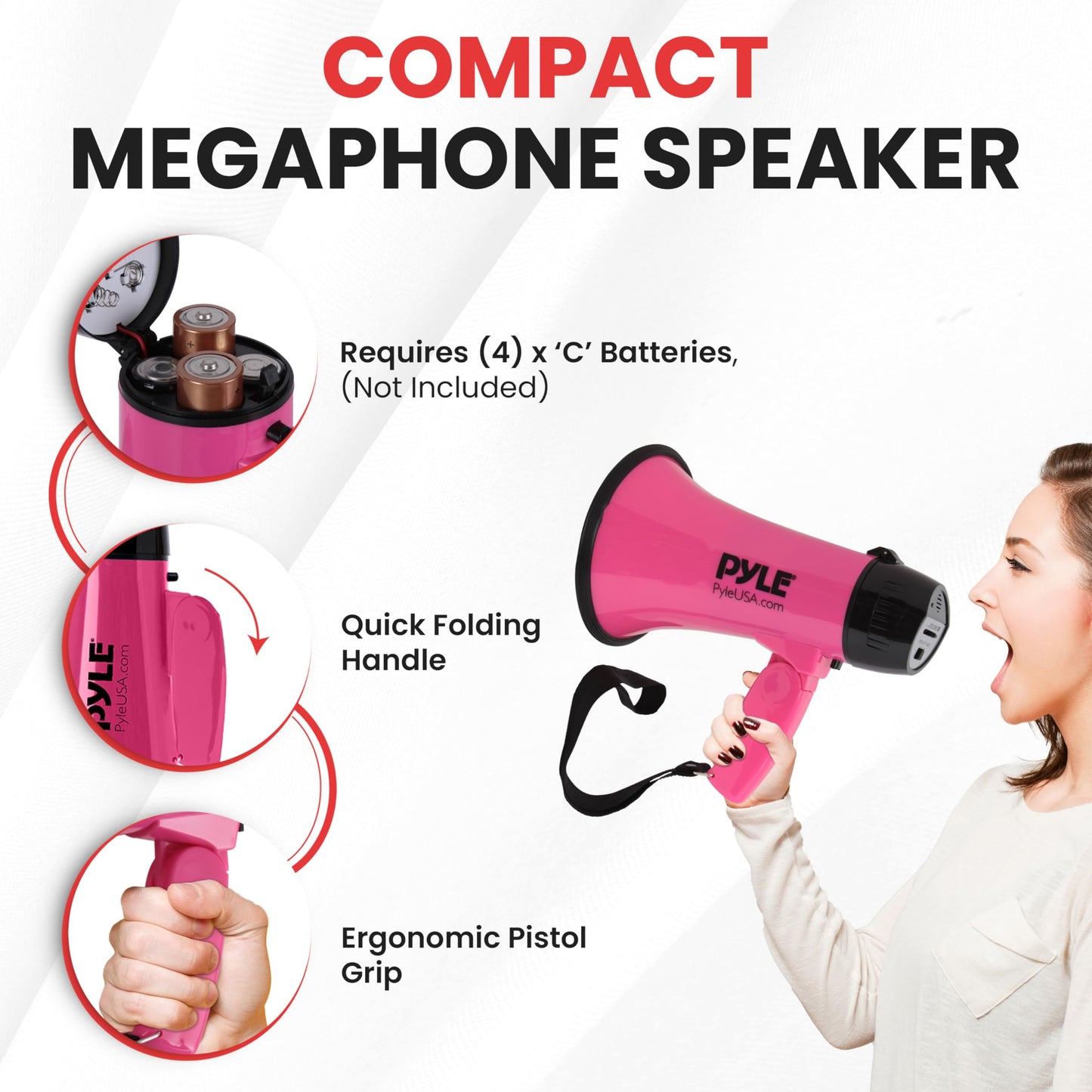 Portable Megaphone Speaker with Microphone and Siren