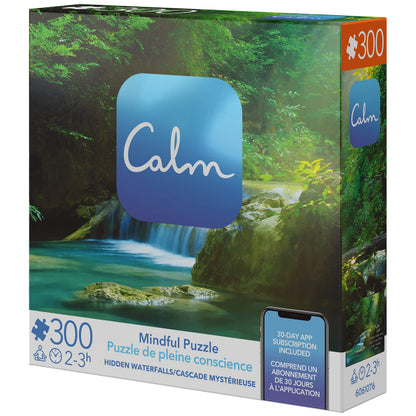 SPIN MASTER GAMES 300-Piece Calm Jigsaw Puzzle for Relaxation, Stress Relief, and Mood Elevation, for Adults and Kids Ages 8 and up, Hidden Waterfalls