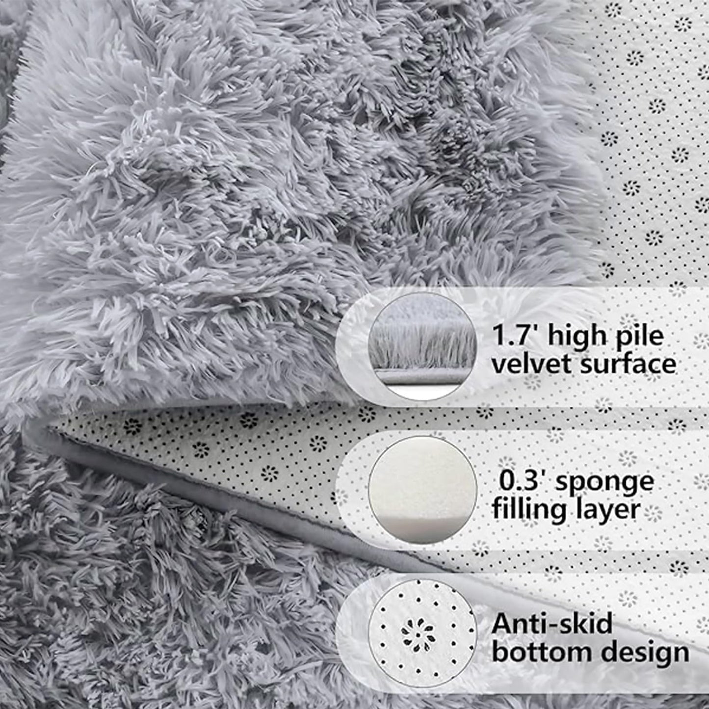 QXKAKA Soft Grey 4x6 Area Rugs for Living Room Bedroom, Shag Shaggy Floor Rug Fuzzy Fluffy Carpet Soft Plush Furry Rug, Machine Washable Large Rug for Kids Home Decor Aesthetic, Gray