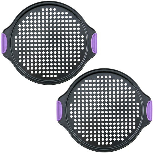 13-Inch Non-Stick Pizza Pan Set with Handles